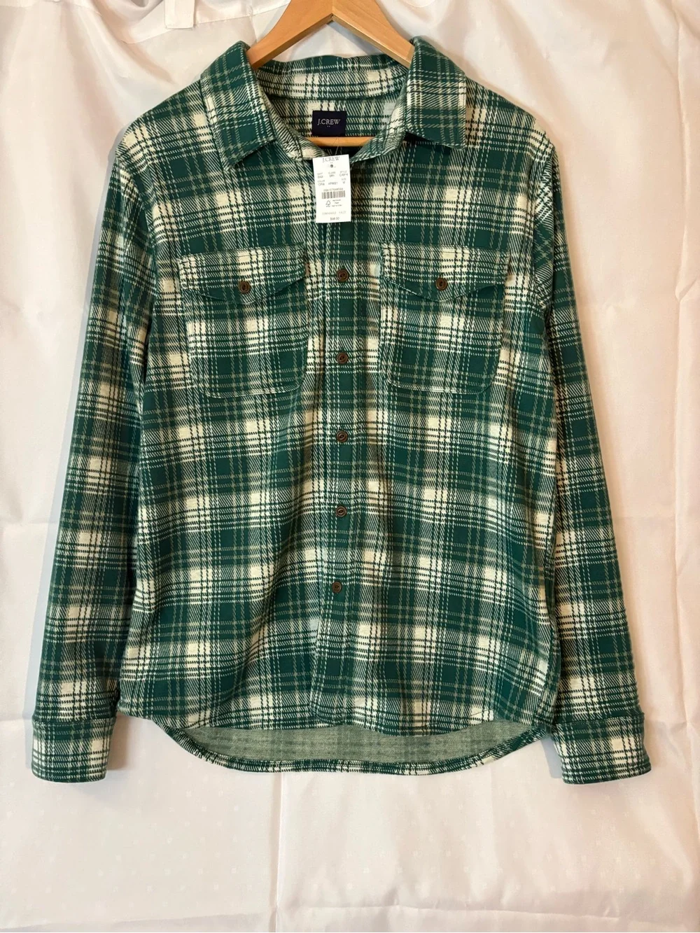 J.Crew Men's Medium Double-Knit Green Plaid Work Shirt Jacket NWT CA914 Shacket